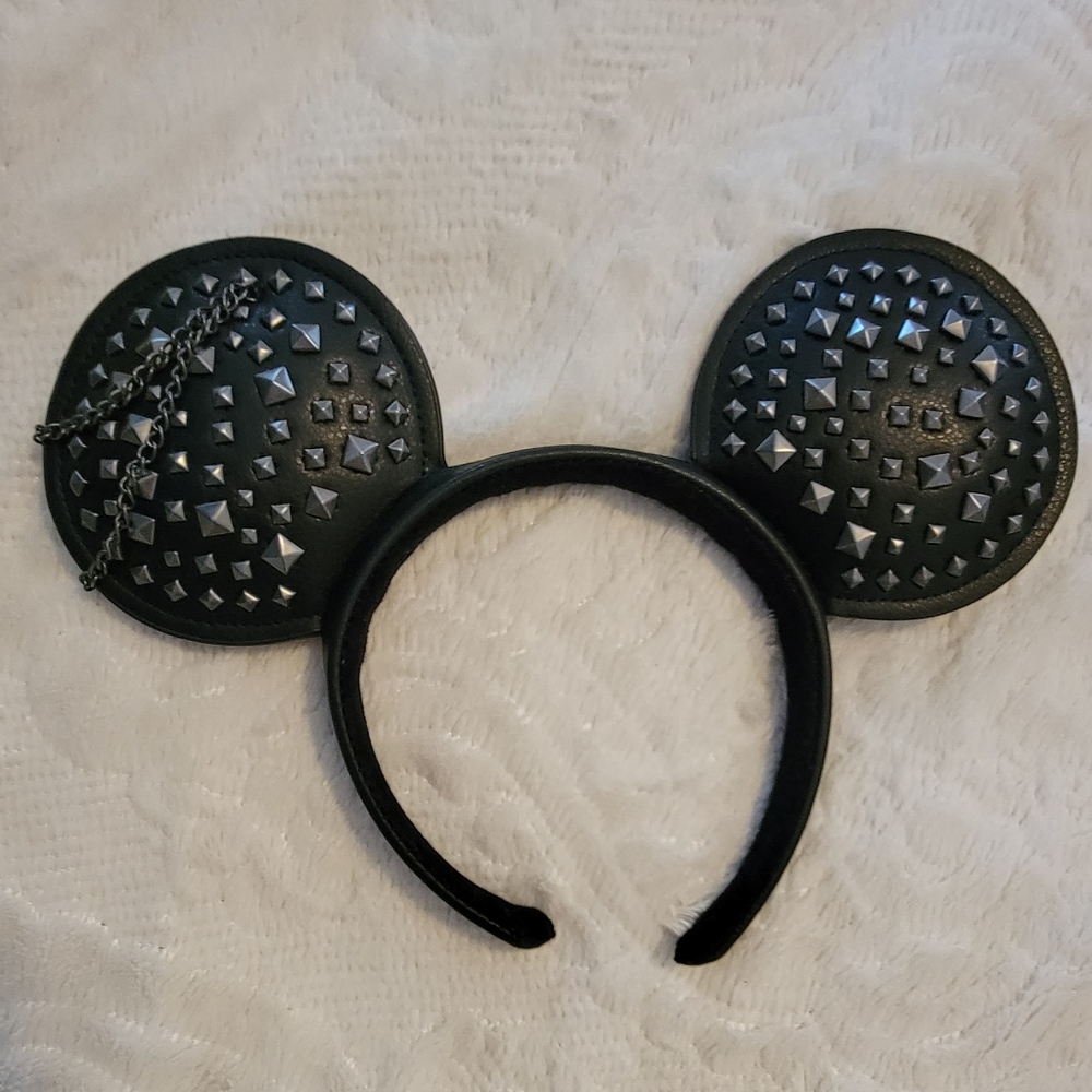 Leather studded with chain "Cruella Deville" inspired Mickey Ears